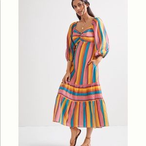 Anthropologie Farm Rio Striped Midi Dress Sz MP